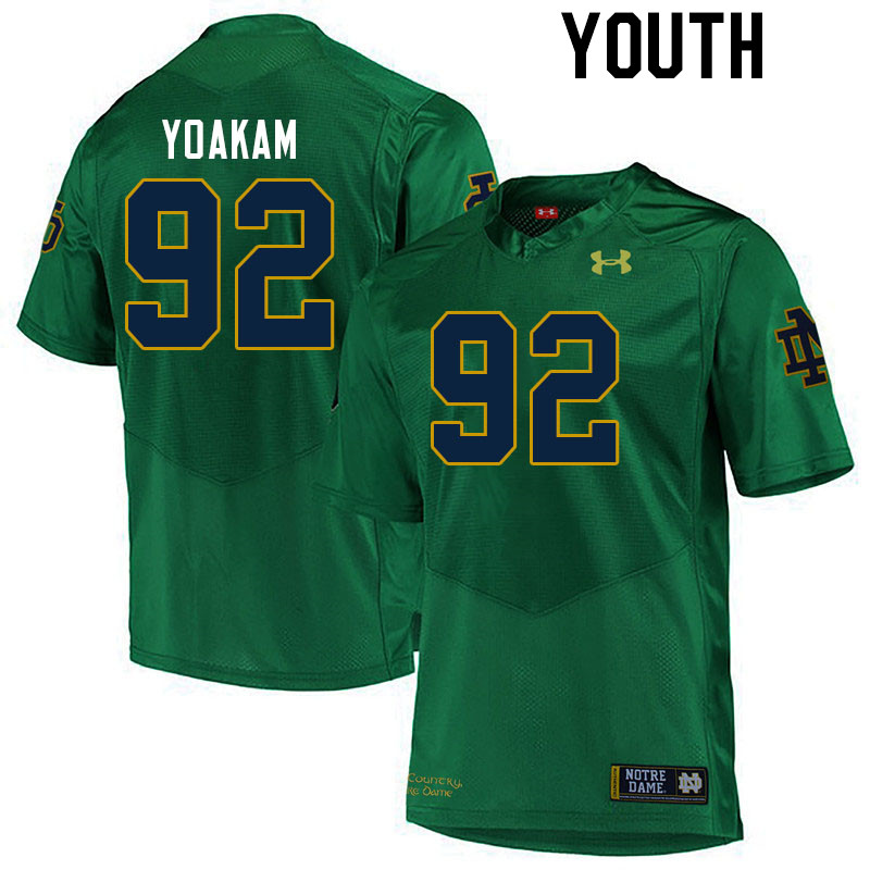 Youth #92 Zac Yoakam Notre Dame Fighting Irish College Football Jerseys Stitched-Green